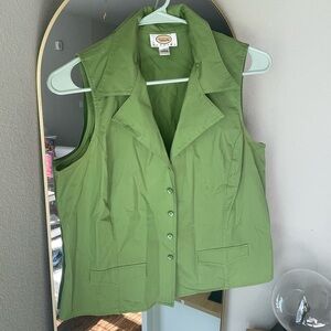 Talbots Green Button Down Vest